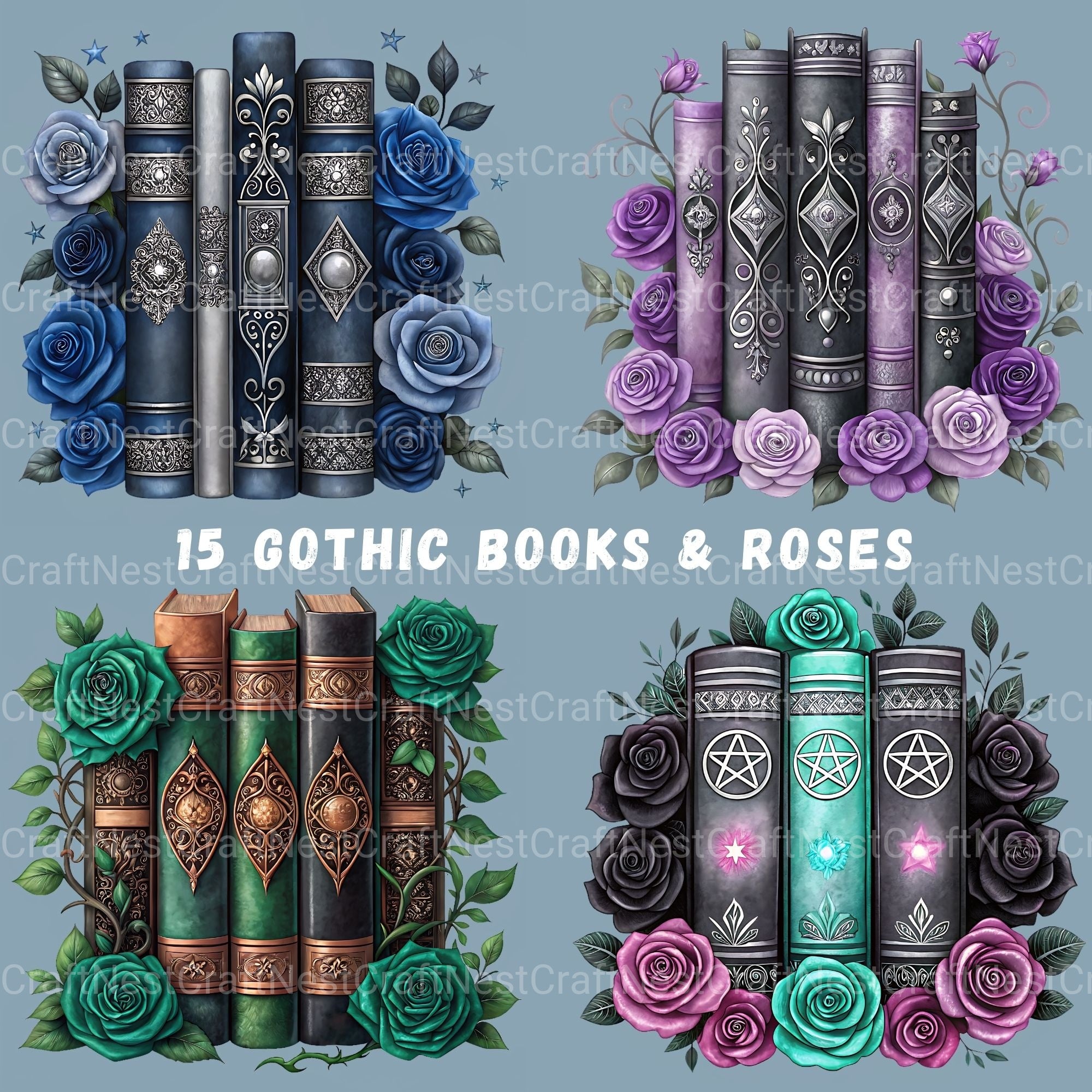 Gothic Books Clipart Bundle - CraftNest - Digital Crafting and Art
