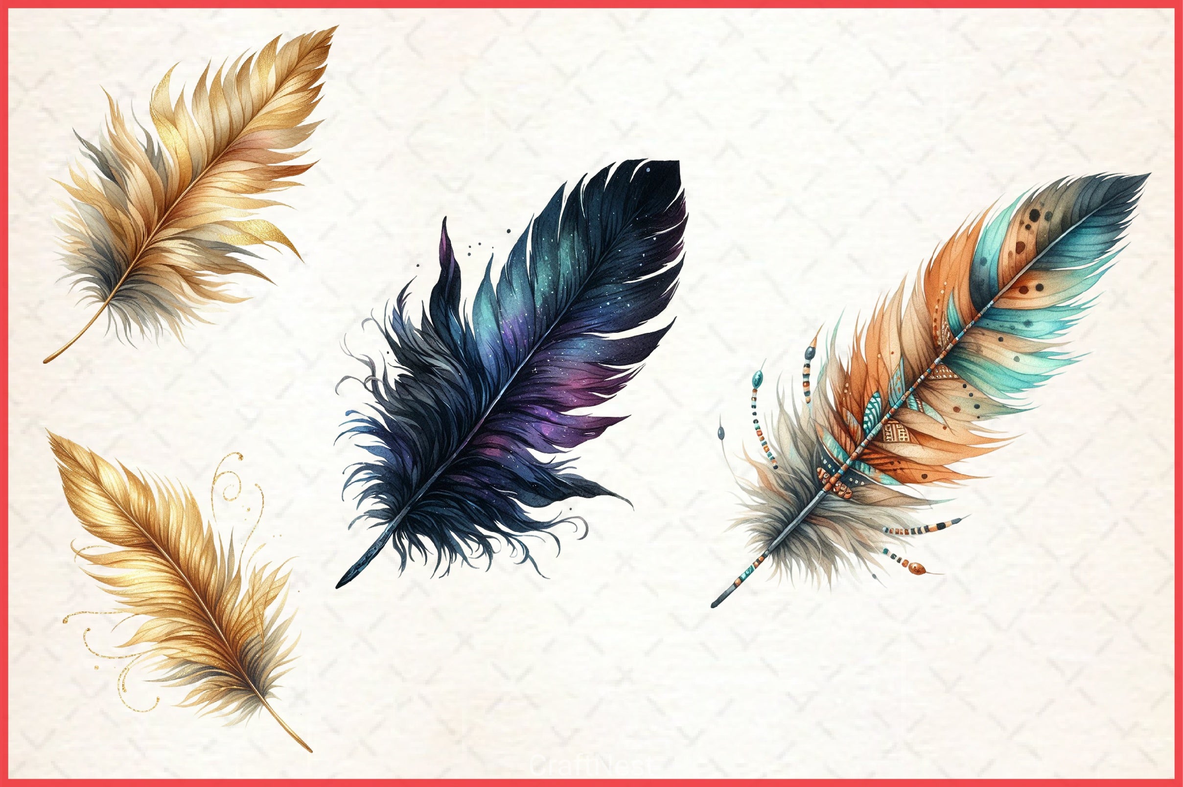 Feathers Clipart Bundle - CraftNest - Digital Crafting and Art
