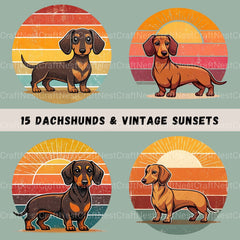 Dachshund Retro Sunset Clipart Bundle - CraftNest - Digital Crafting and Art