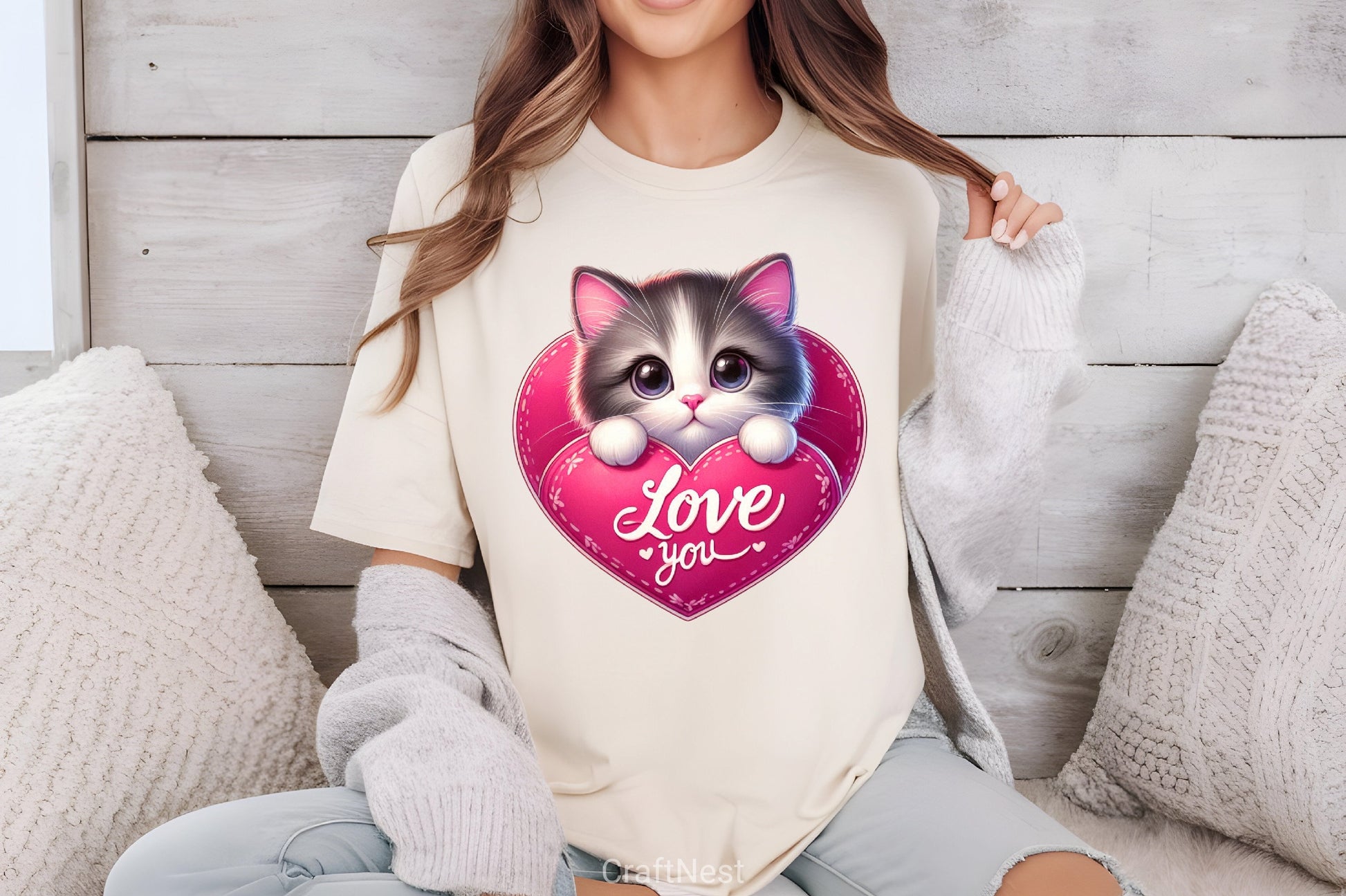 Love You Cat Valentine's Day Clipart Bundle 6 - CraftNest - Digital Crafting and Art