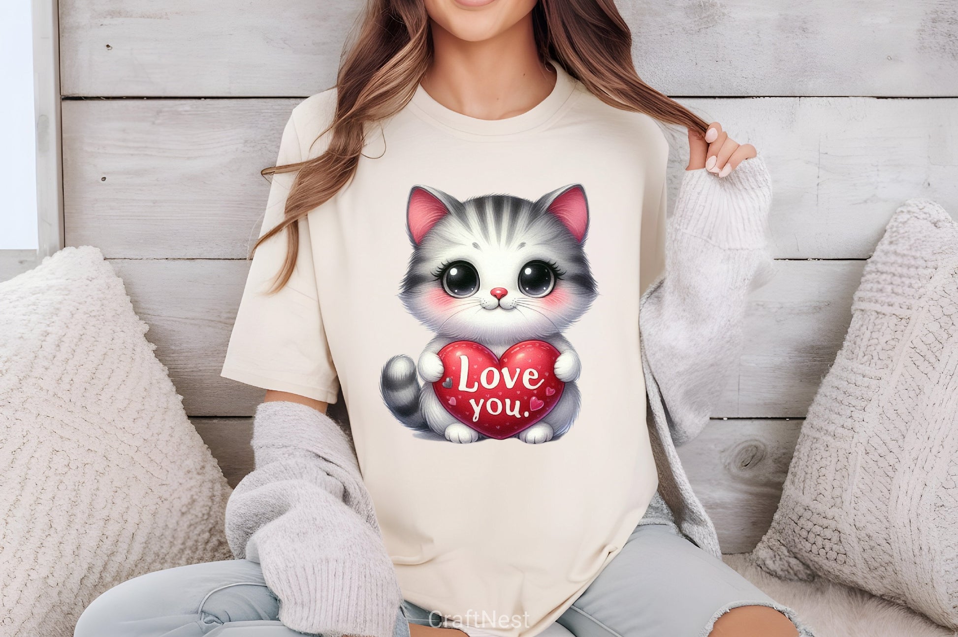 Love You Cat Valentine's Clipart Bundle 1 - CraftNest - Digital Crafting and Art