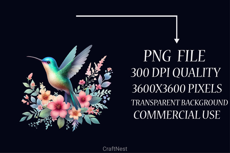 Hummingbird & Flowers Clipart Bundle - CraftNest - Digital Crafting and Art