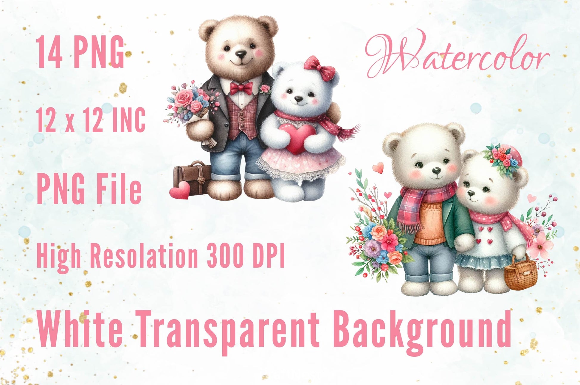 Valentines Day Couple Teddy Bear Clipart Bundle - CraftNest - Digital Crafting and Art