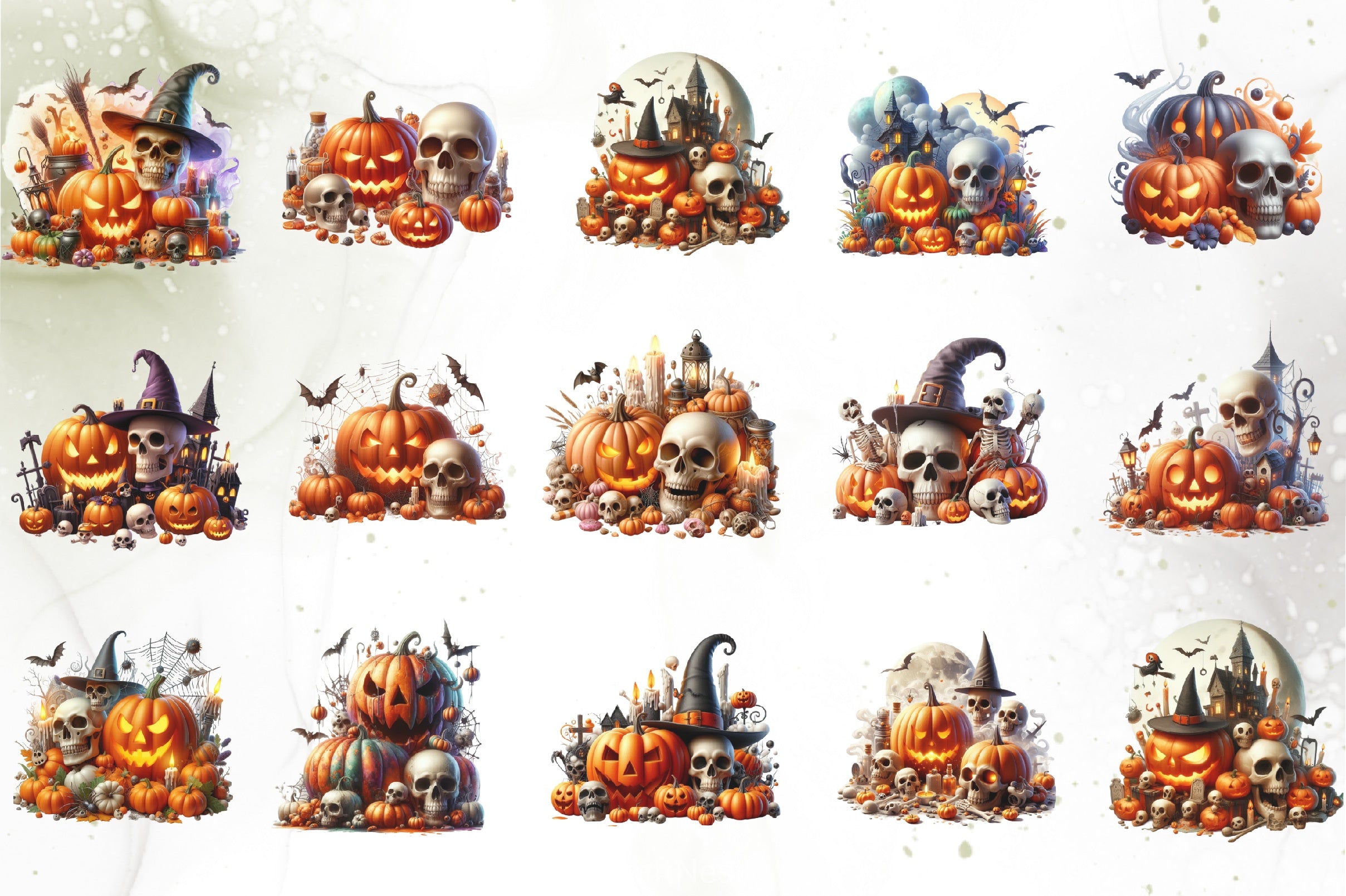 Halloween Skeleton Pumpkin Clipart Bundle - CraftNest - Digital Crafting and Art