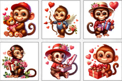 Valentine Monkey Clipart Bundle - CraftNest - Digital Crafting and Art