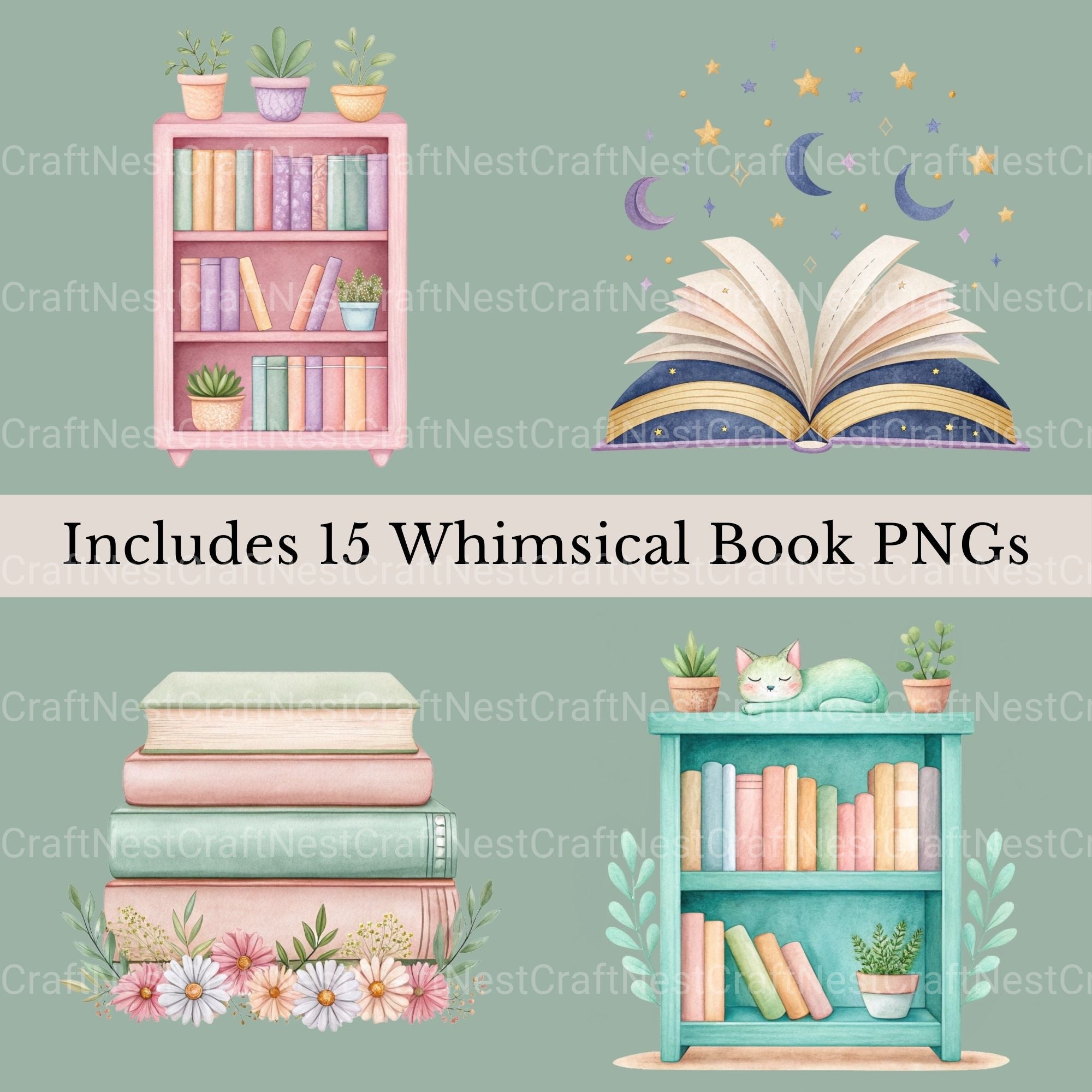 Bookish Clipart Bundle - CraftNest - Digital Crafting and Art
