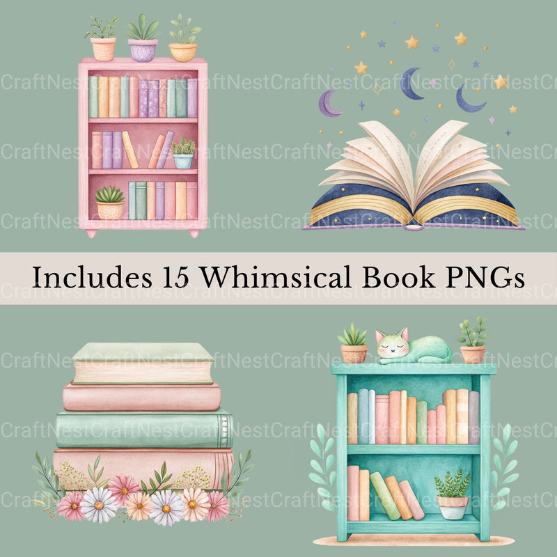 Bookish Clipart Bundle - CraftNest - Digital Crafting and Art