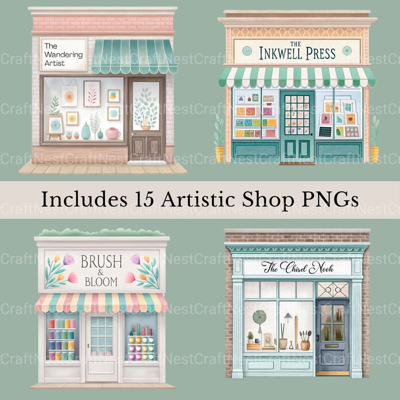 Village Shops Artist'S Alley Clipart Bundle - CraftNest - Digital Crafting and Art
