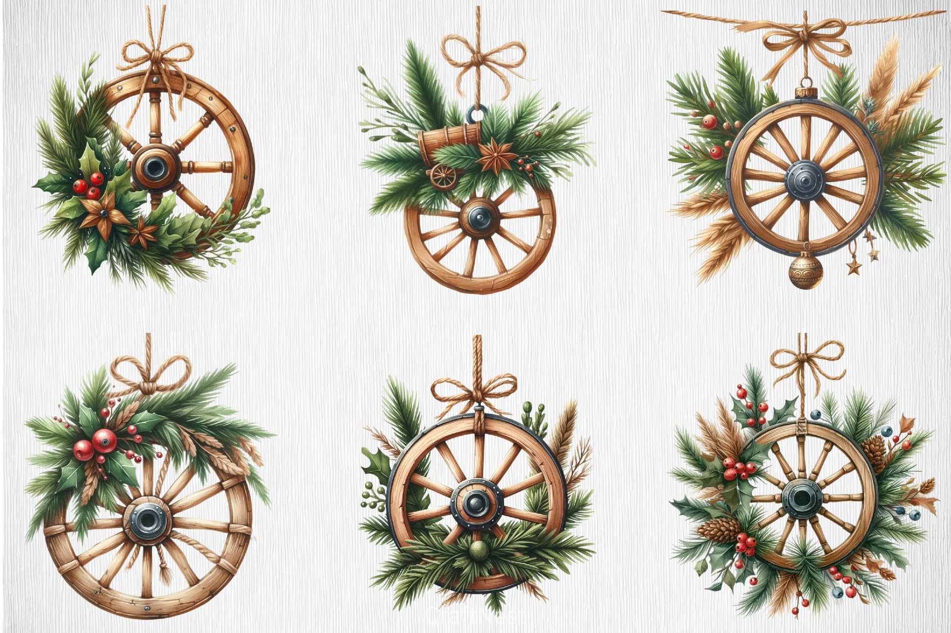 Christmas Wagon Wheel Ornament Clipart Bundle - CraftNest - Digital Crafting and Art