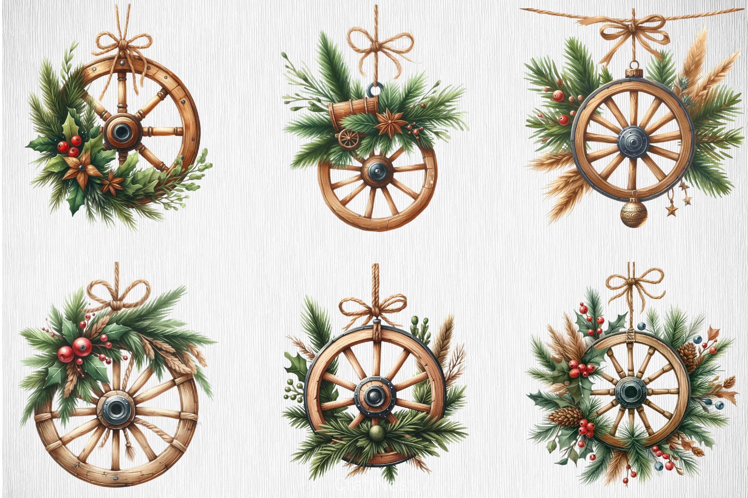 Christmas Wagon Wheel Ornament Clipart Bundle - CraftNest - Digital Crafting and Art