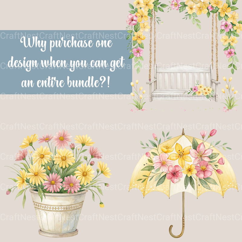 Spring Yellow Clipart Bundle - CraftNest - Digital Crafting and Art