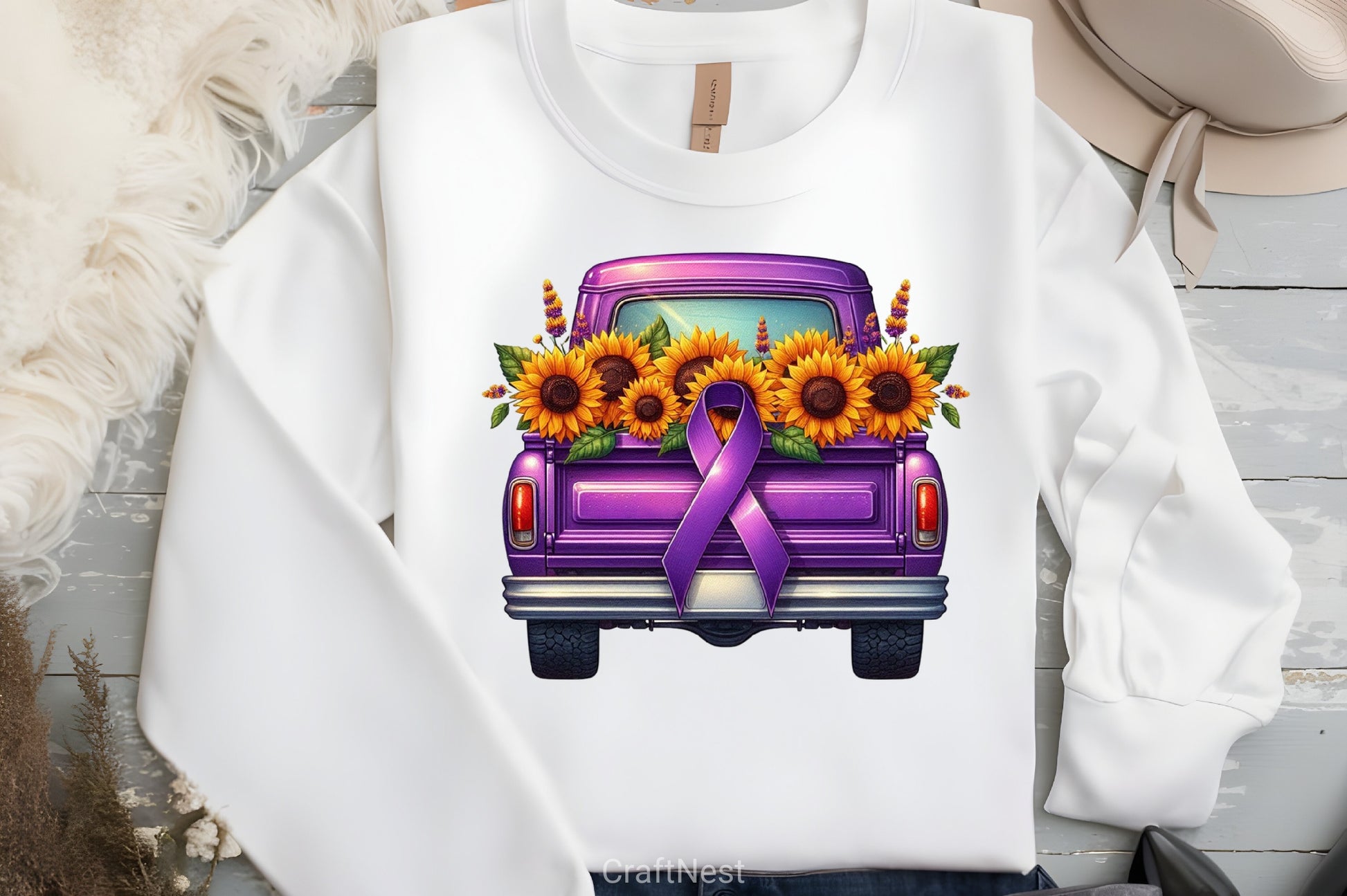 Purple Ribbon Cancer Truck Clipart Bundle 4 - CraftNest - Digital Crafting and Art