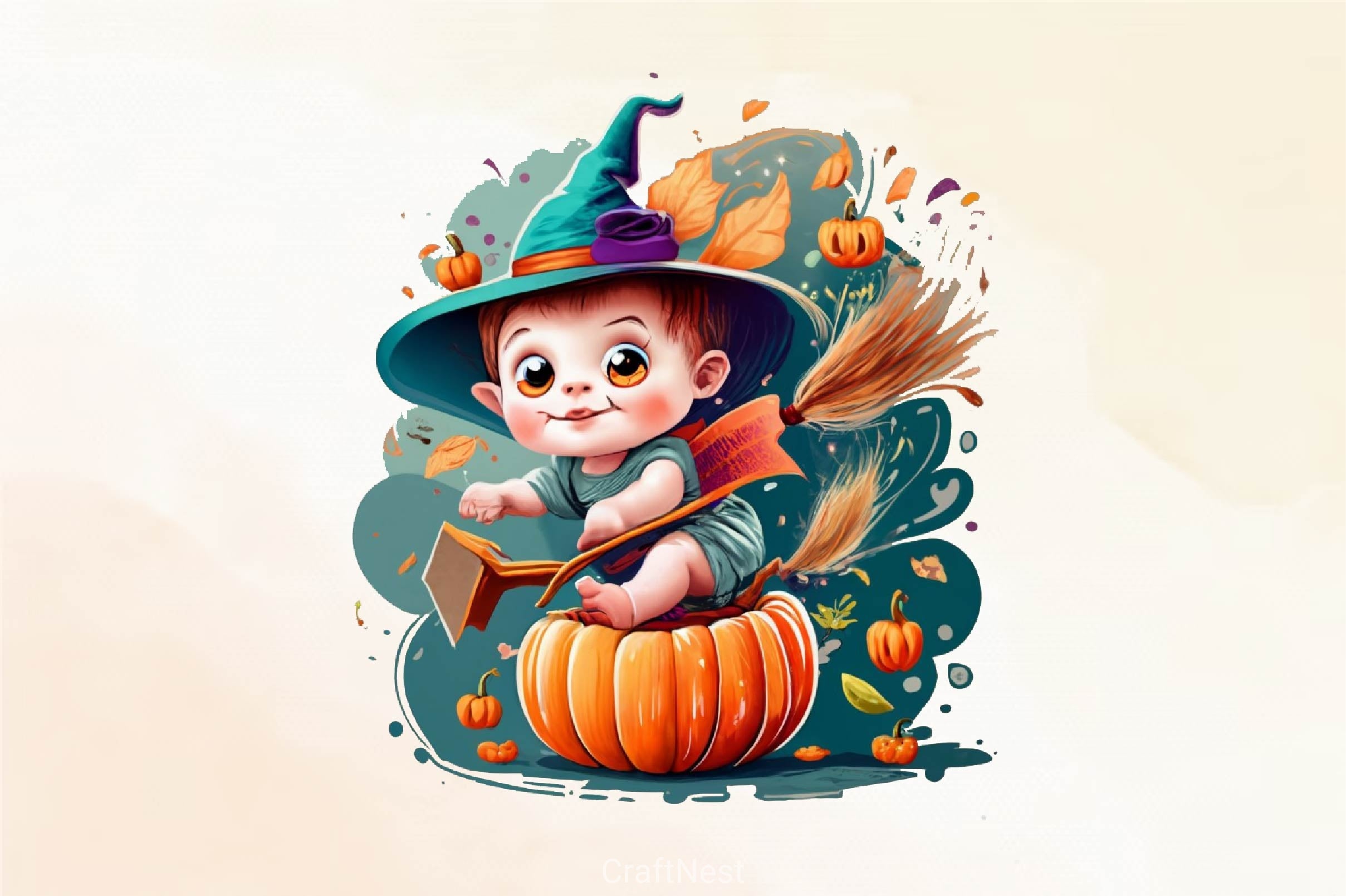 Halloween Cute Little Witches Clipart Bundle - CraftNest - Digital Crafting and Art
