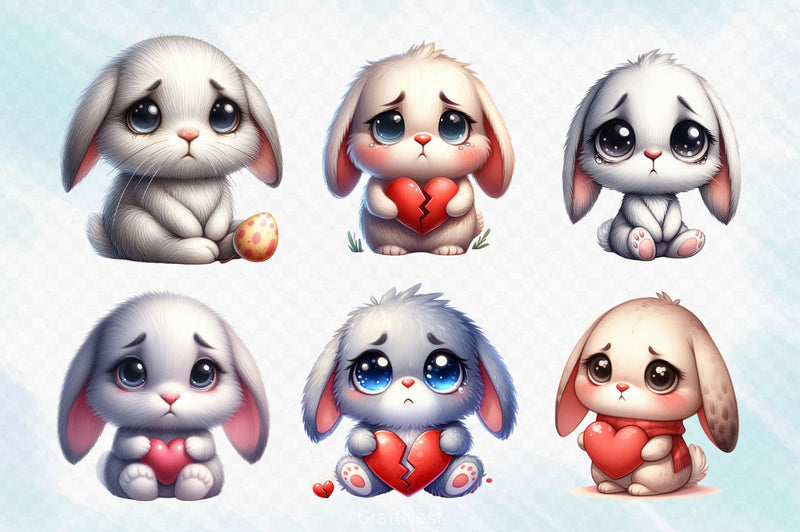 Cute Grumpy Bunny Clipart Bundle - CraftNest - Digital Crafting and Art
