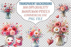 Valentine Flowers Jar Clipart Bundle - CraftNest - Digital Crafting and Art