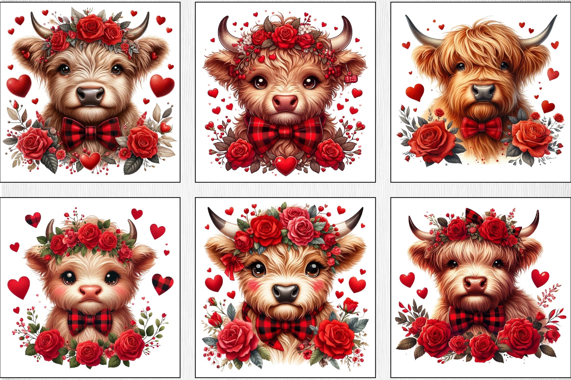 Valentine's Day Highland Cows Clipart Bundle - CraftNest - Digital Crafting and Art
