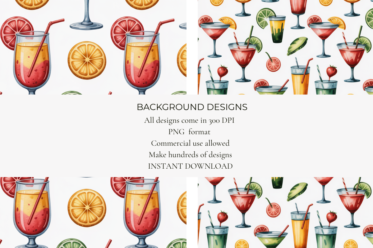 Cute Cocktails Seamless Papers