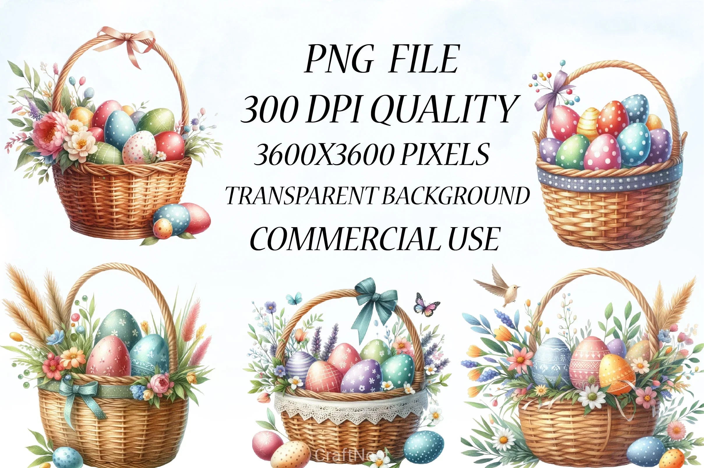 Easter Egg Basket Clipart Bundle 4 - CraftNest - Digital Crafting and Art