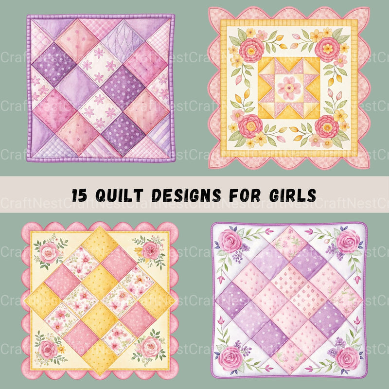Quilt For Girls Clipart Bundle - CraftNest - Digital Crafting and Art