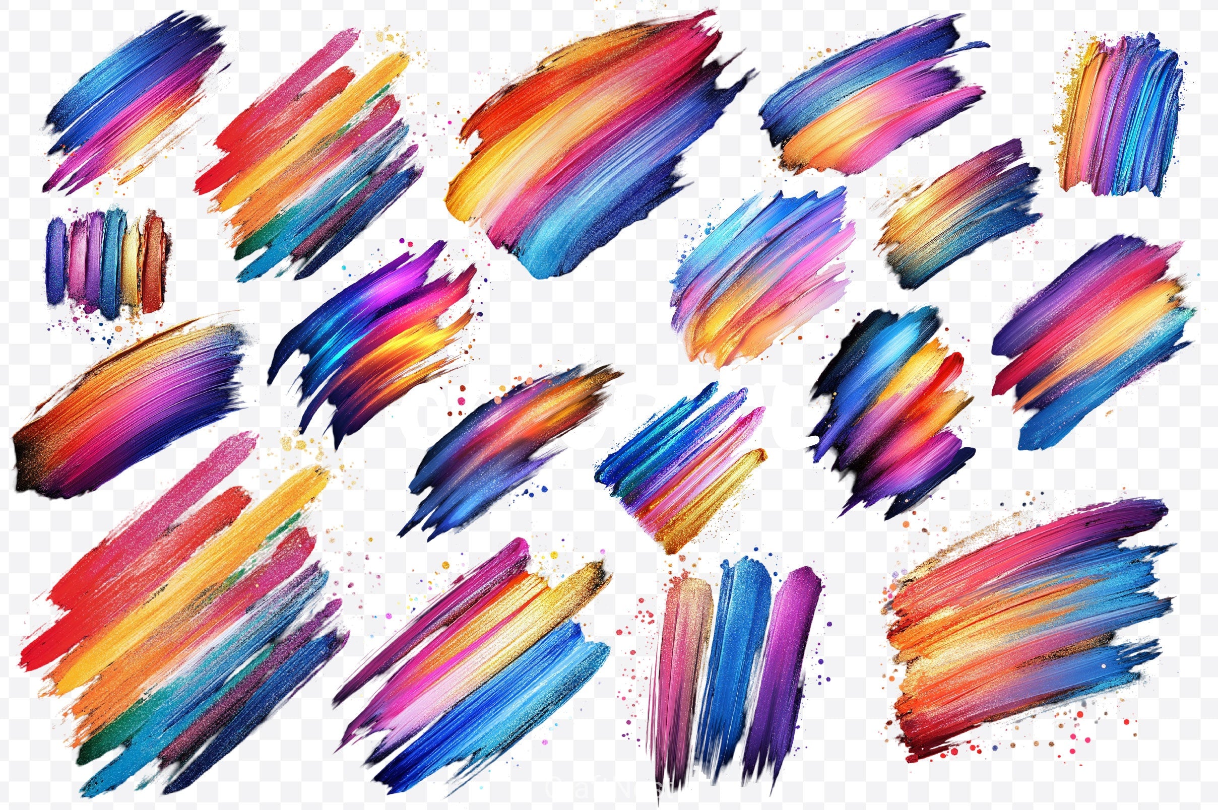 Iridescent Brush Strokes Clipart Bundle - CraftNest - Digital Crafting and Art