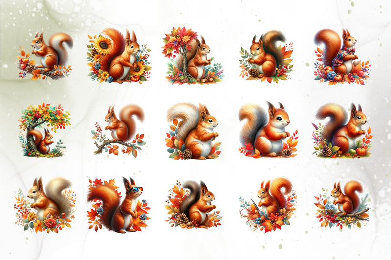 Autumn Squirrel Clipart Bundle 2 - CraftNest - Digital Crafting and Art