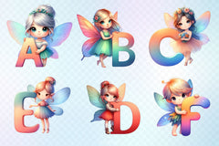 Cute Fairy Alphabet Clipart Bundle - CraftNest - Digital Crafting and Art