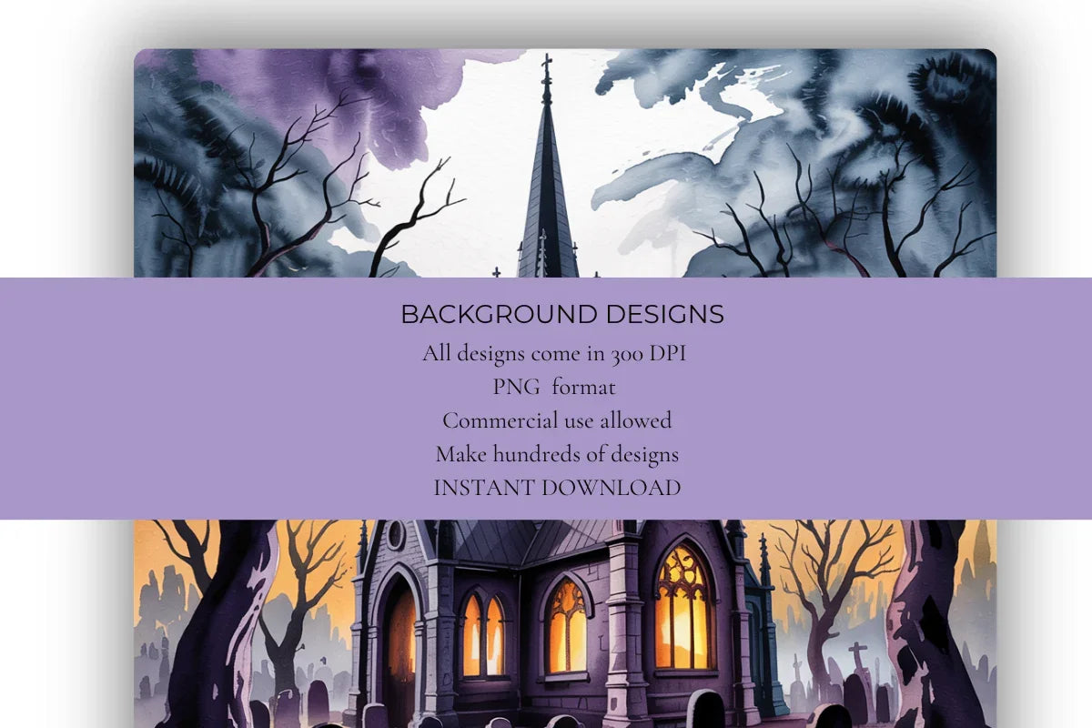 Spooky Church Scene Background Papers - CraftNest - Digital Crafting and Art