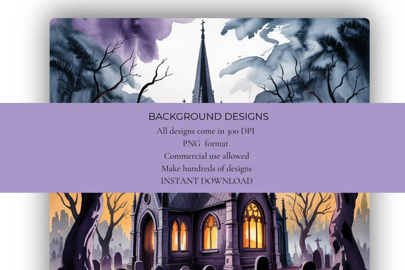 Spooky Church Scene Background Papers - CraftNest - Digital Crafting and Art