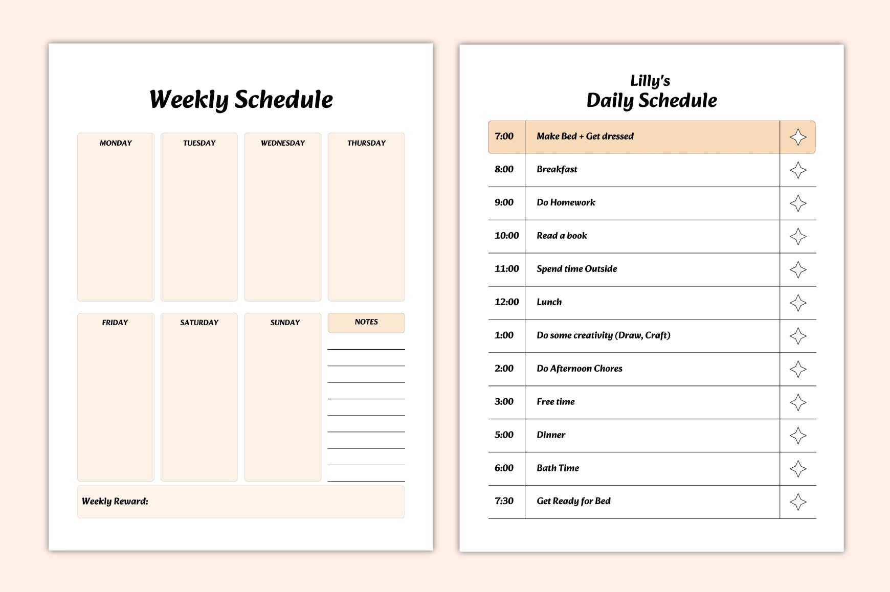 Kids Household Chore Chart Planner