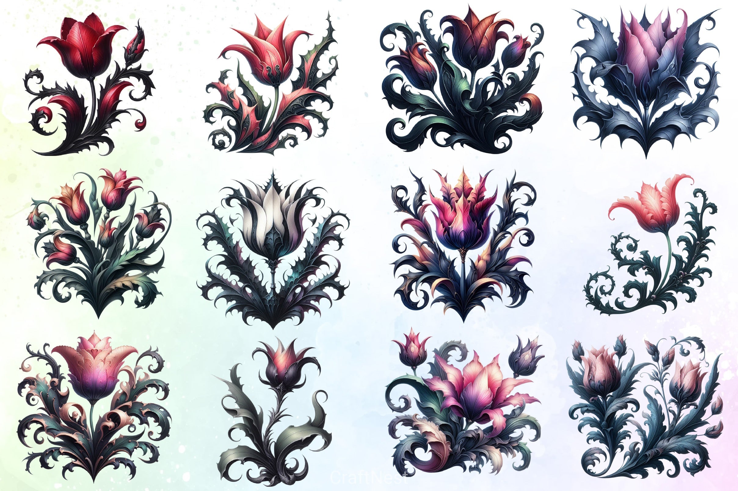 Gothic Tulip Clipart Bundle - CraftNest - Digital Crafting and Art
