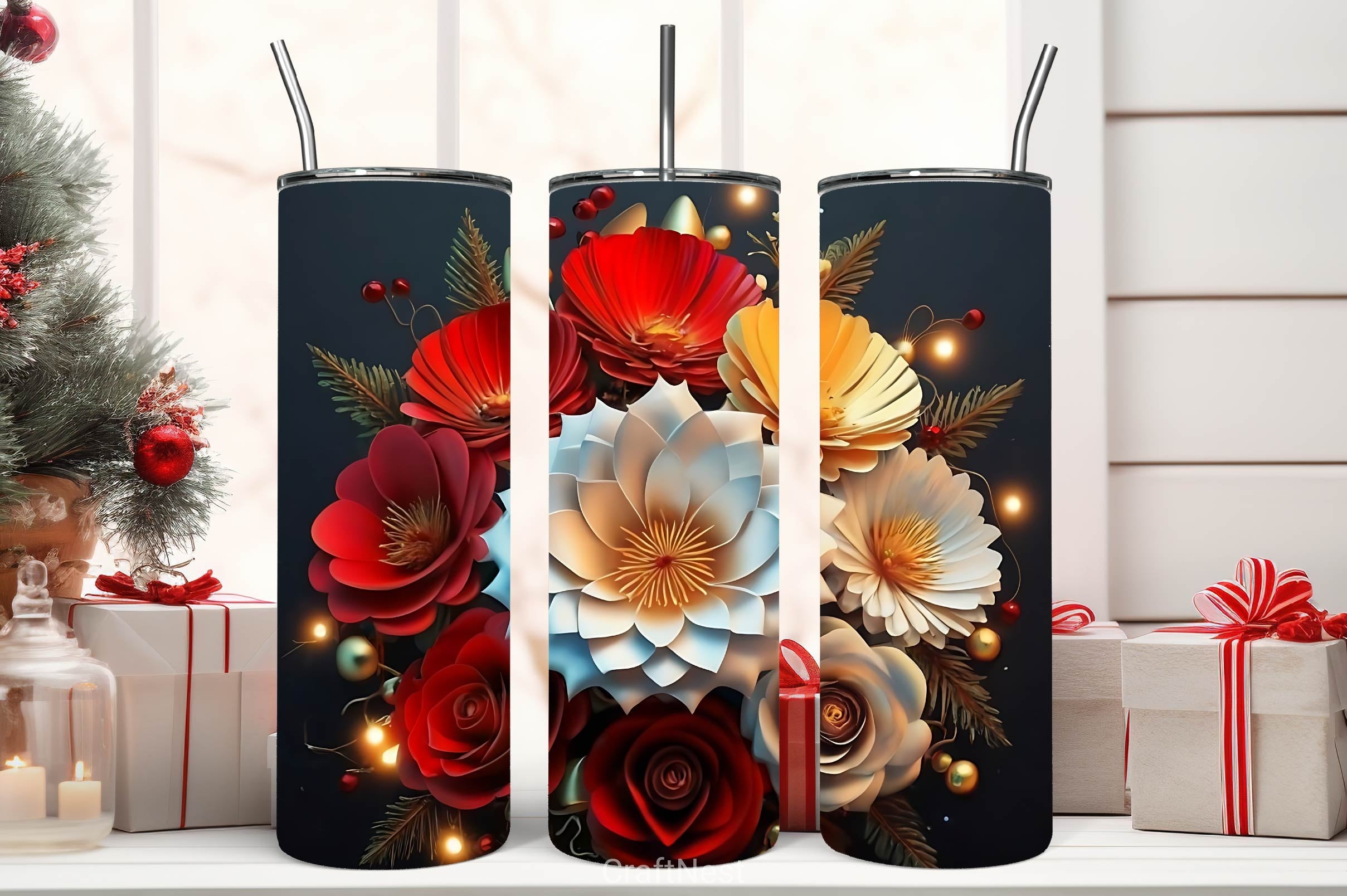 Flower Tumbler Wrap Bundle 6 - CraftNest - Digital Crafting and Art