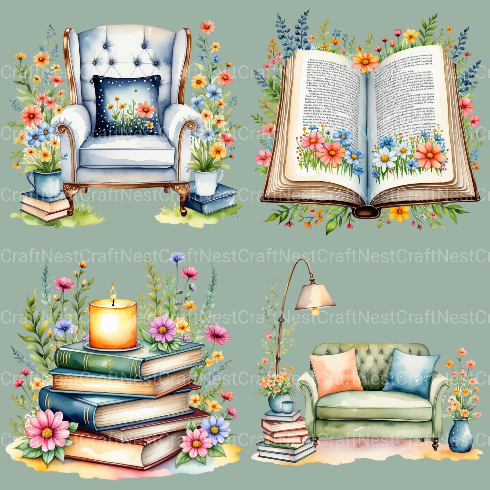 Whimsical Books Clipart Bundle - CraftNest - Digital Crafting and Art