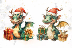 Cute Christmas Dragon Clipart Bundle - CraftNest - Digital Crafting and Art