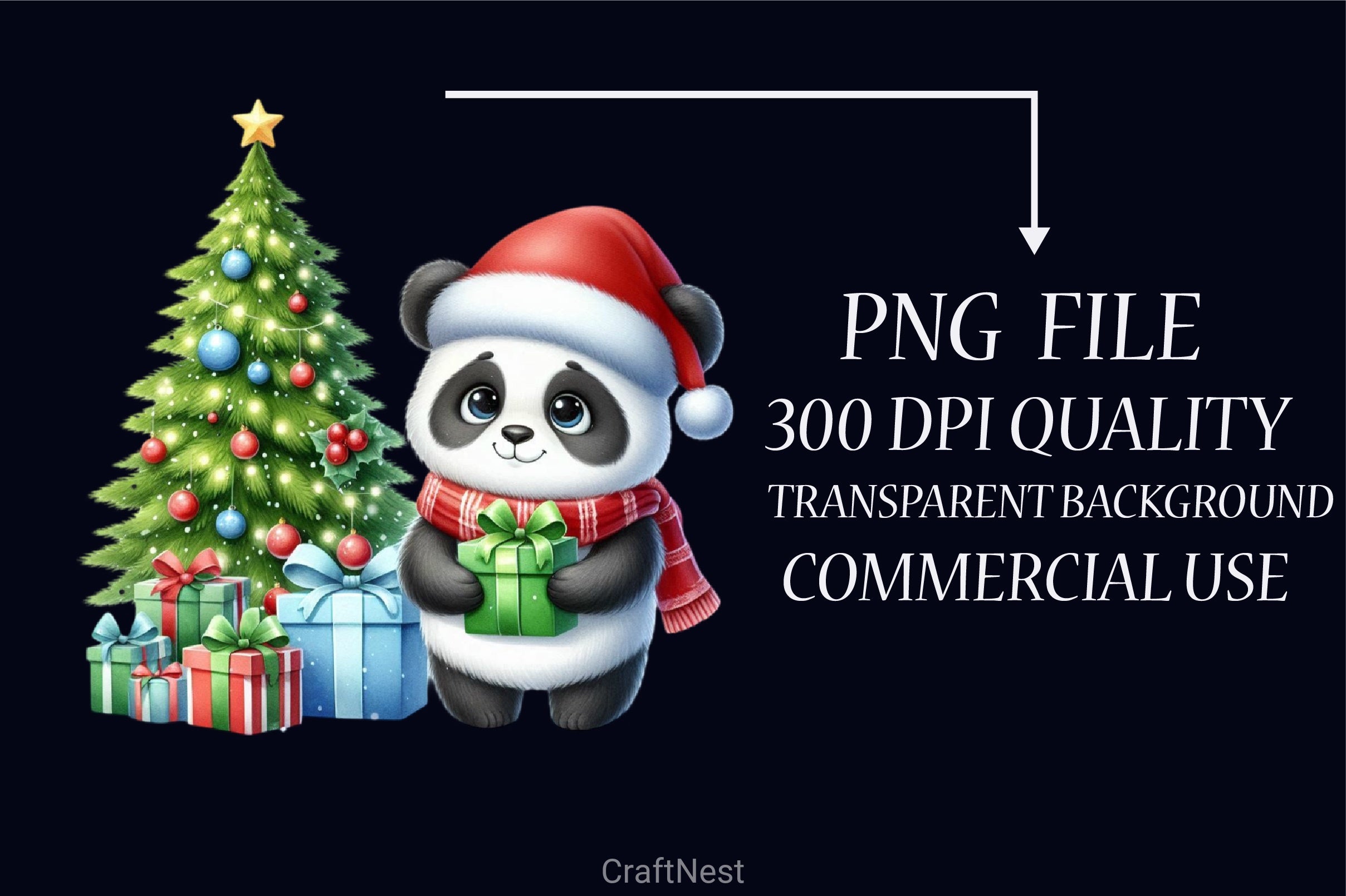 Christmas Panda Clipart Bundle 4 - CraftNest - Digital Crafting and Art