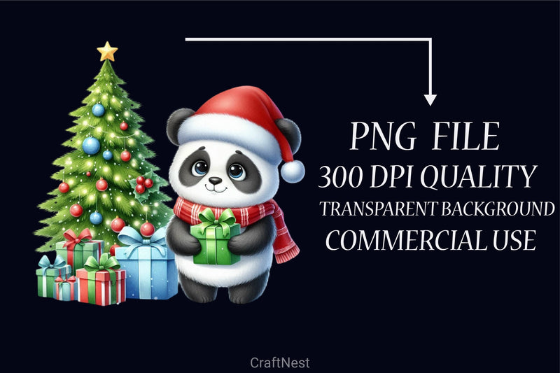 Christmas Panda Clipart Bundle 4 - CraftNest - Digital Crafting and Art