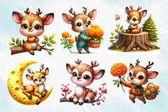 Spring Cute Deer Clipart Bundle - CraftNest - Digital Crafting and Art
