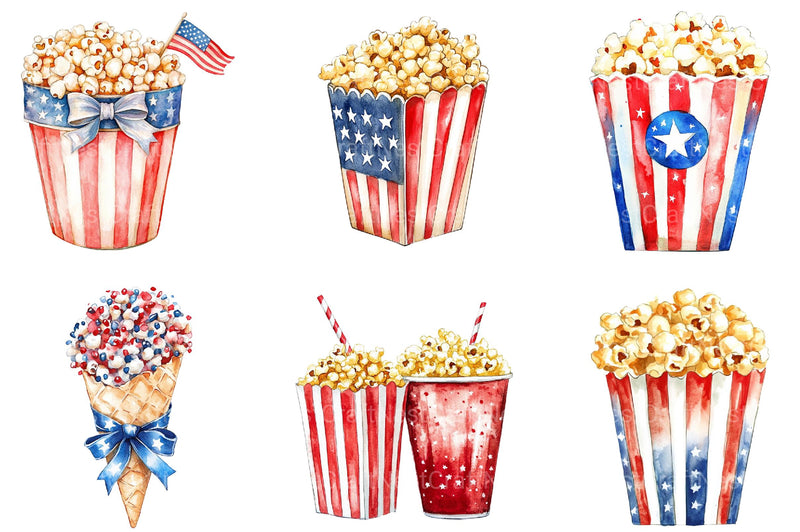 4th of July Popcorn Clipart - CraftNest - Digital Crafting and Art
