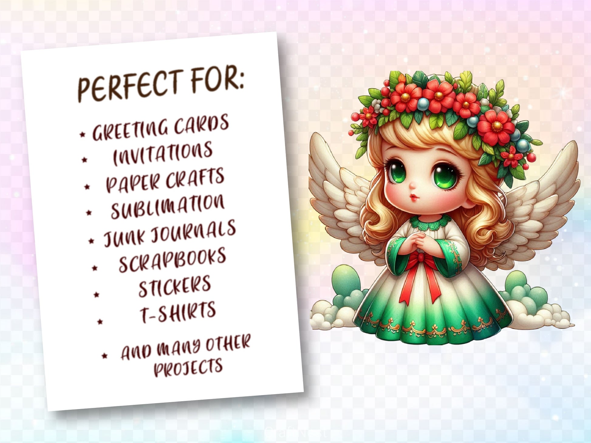 Cute Christmas Angels Clipart Bundle - CraftNest - Digital Crafting and Art