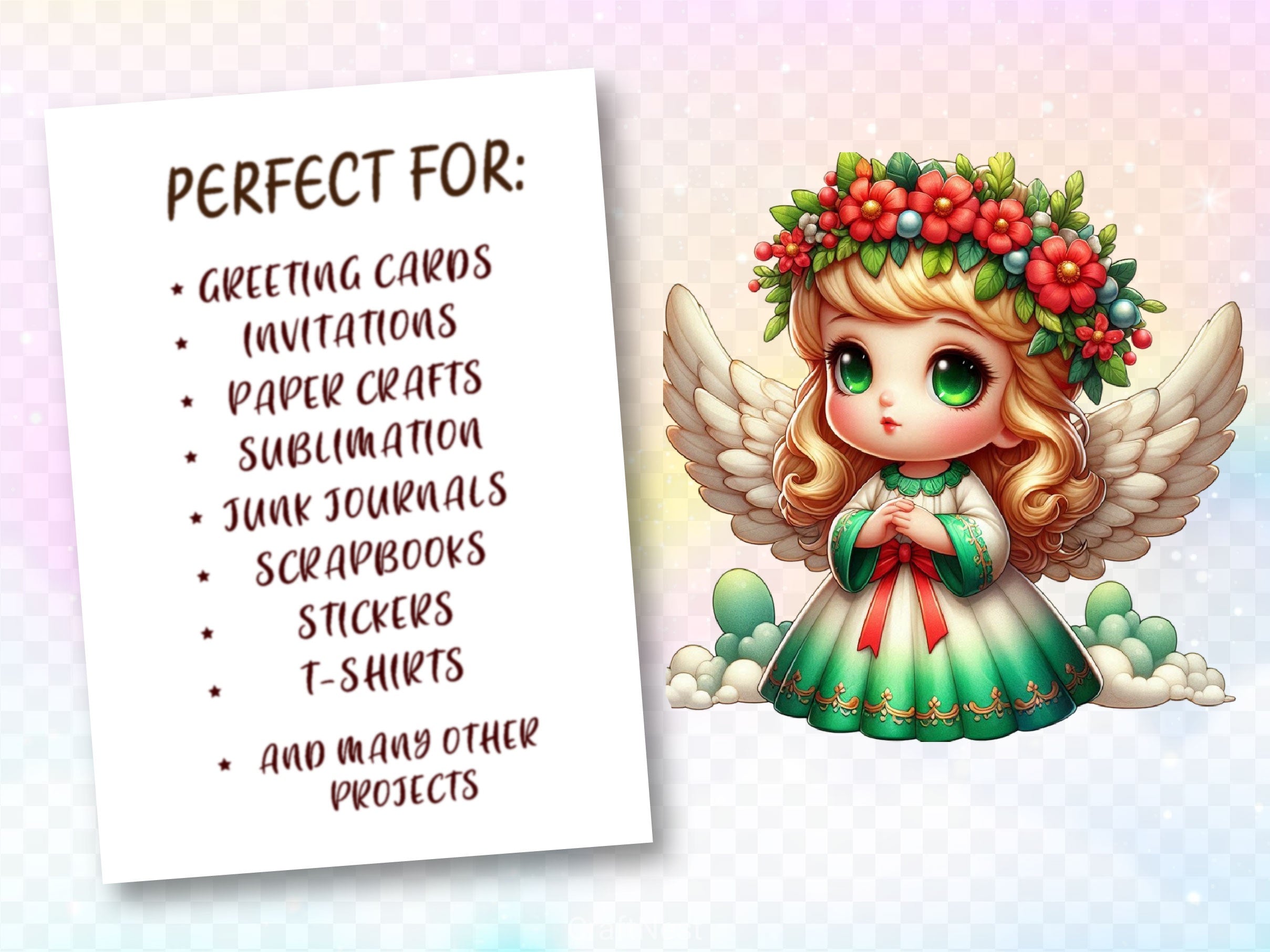 Cute Christmas Angels Clipart Bundle - CraftNest - Digital Crafting and Art
