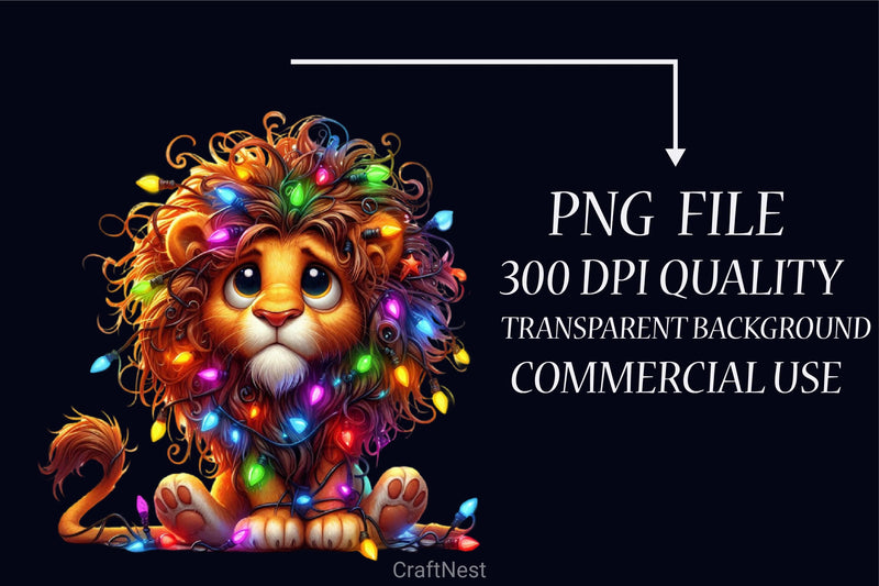 Christmas Lion Cat Clipart Bundle - CraftNest - Digital Crafting and Art