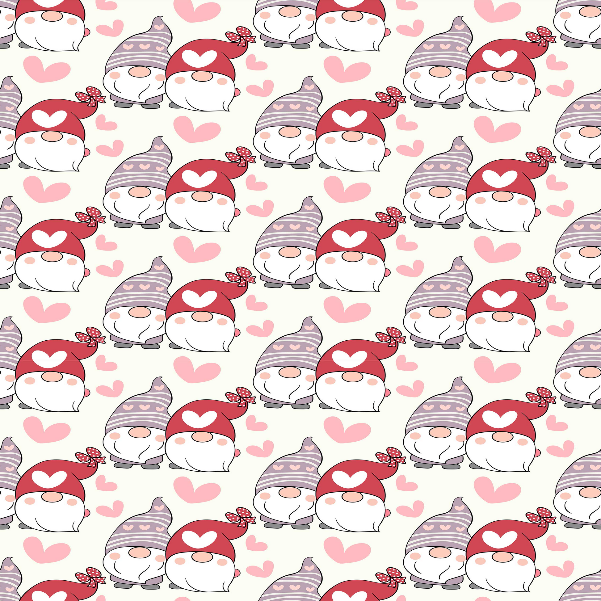 Valentines Day Gnome Seamless Digital Paper - CraftNest - Digital Crafting and Art