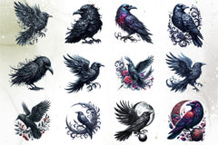Halloween Gothic Raven Clipart Bundle - CraftNest - Digital Crafting and Art