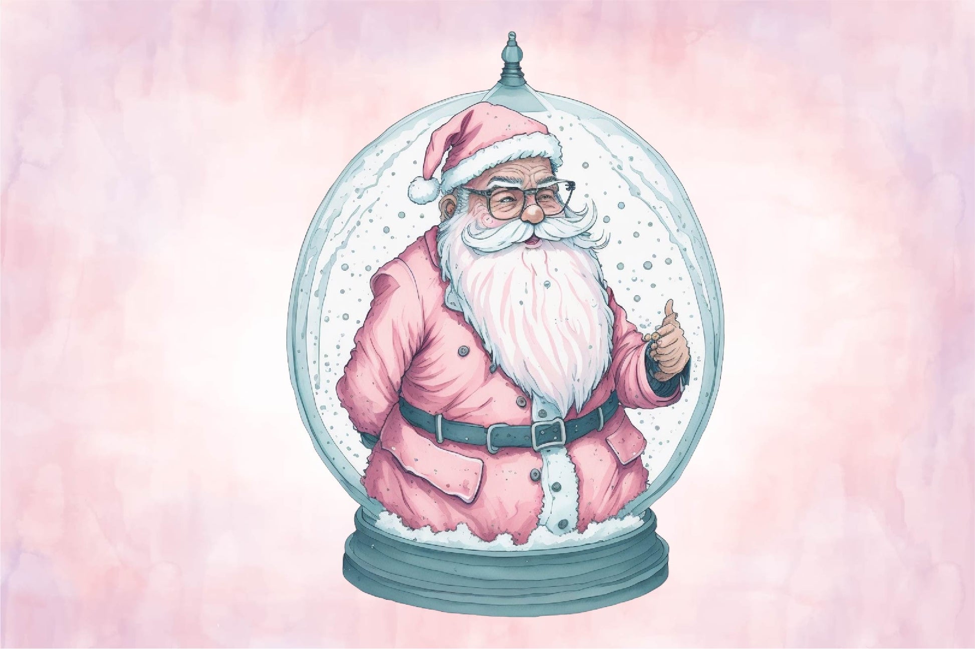 Pink Santa Claus In Snow Globe Clipart Bundle - CraftNest - Digital Crafting and Art