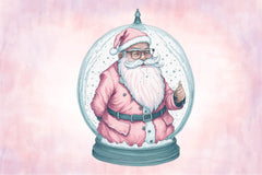 Pink Santa Claus In Snow Globe Clipart Bundle - CraftNest - Digital Crafting and Art