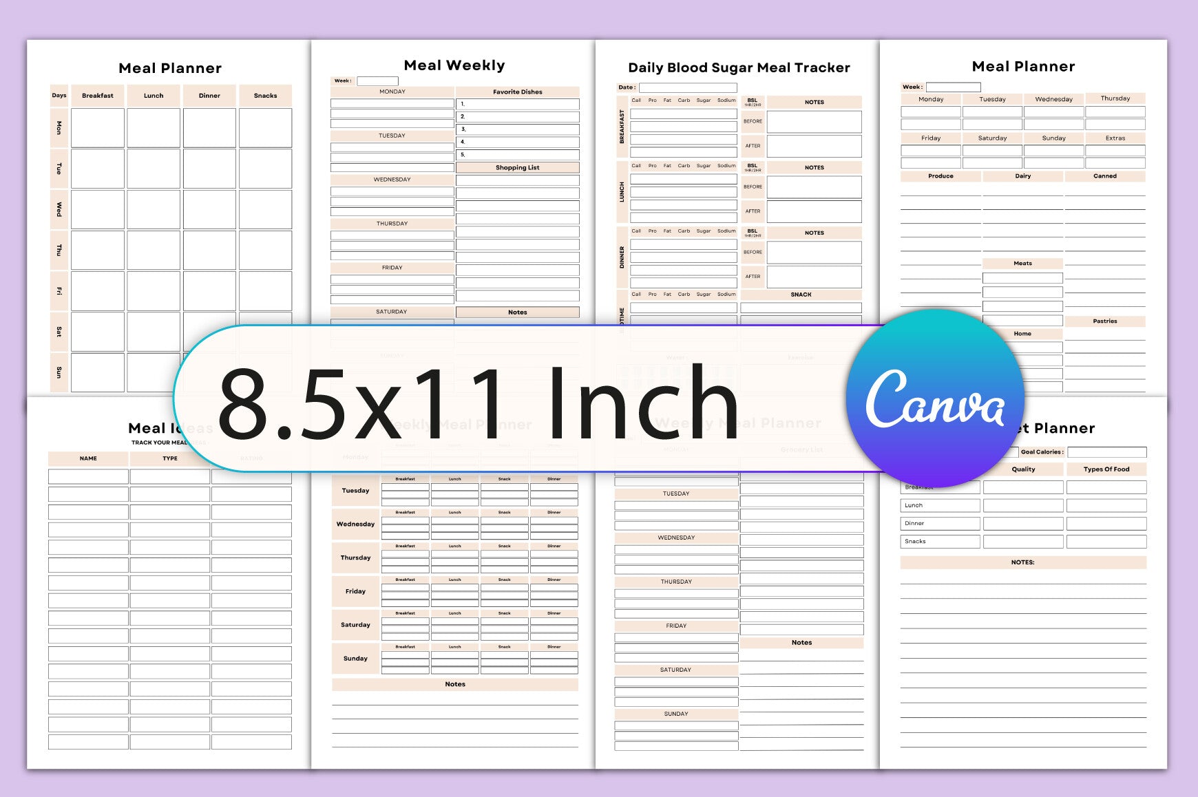 Editable Meal Planner
