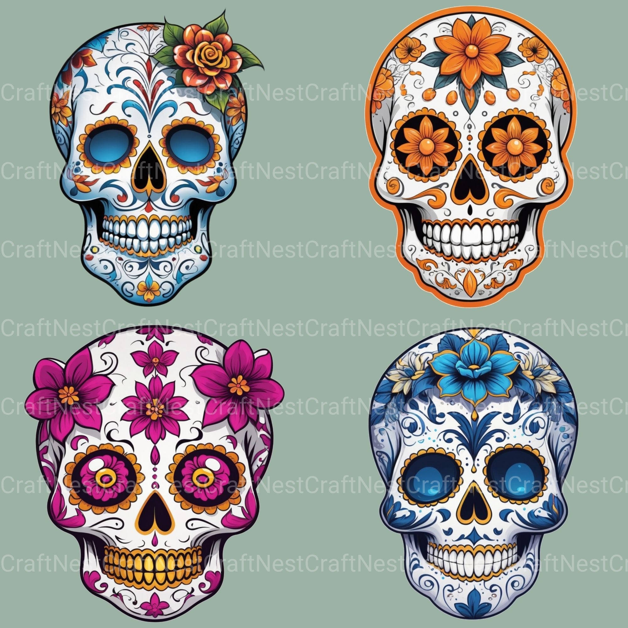 Sugar Skulls Clipart Bundle - CraftNest - Digital Crafting and Art
