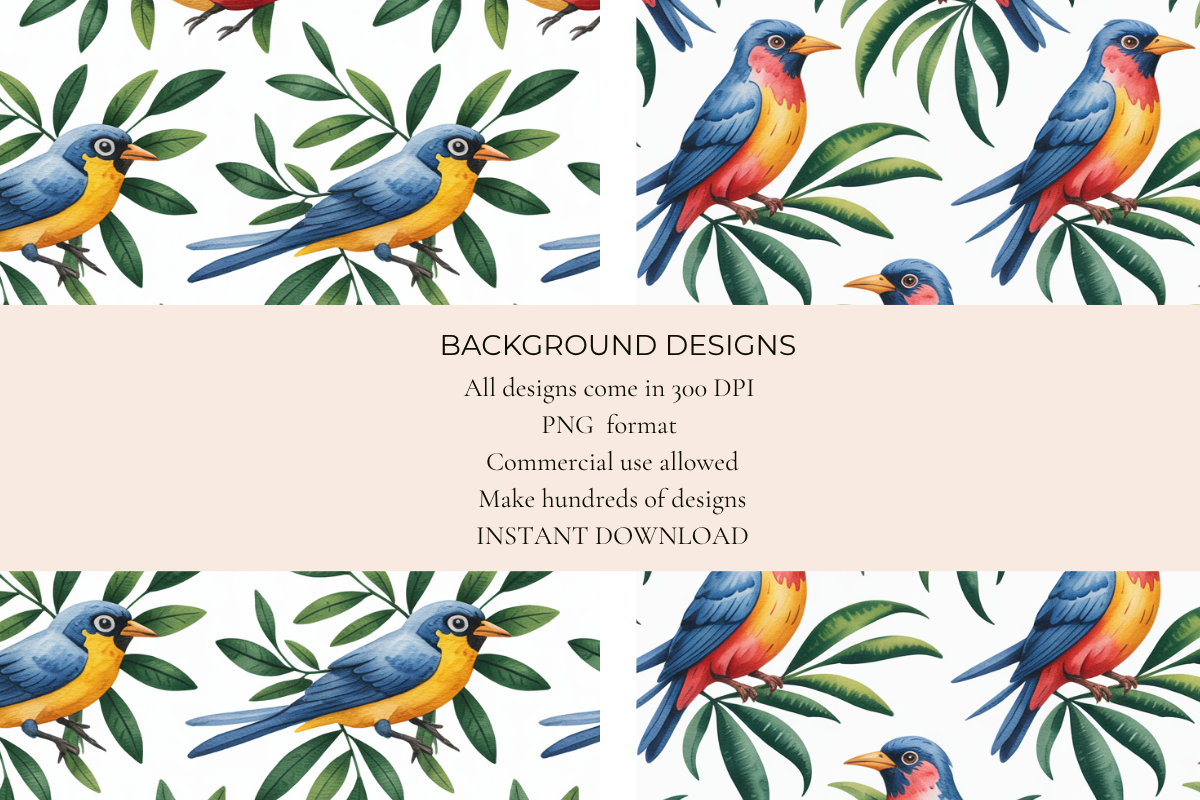 Tropical Birds Seamless Papers