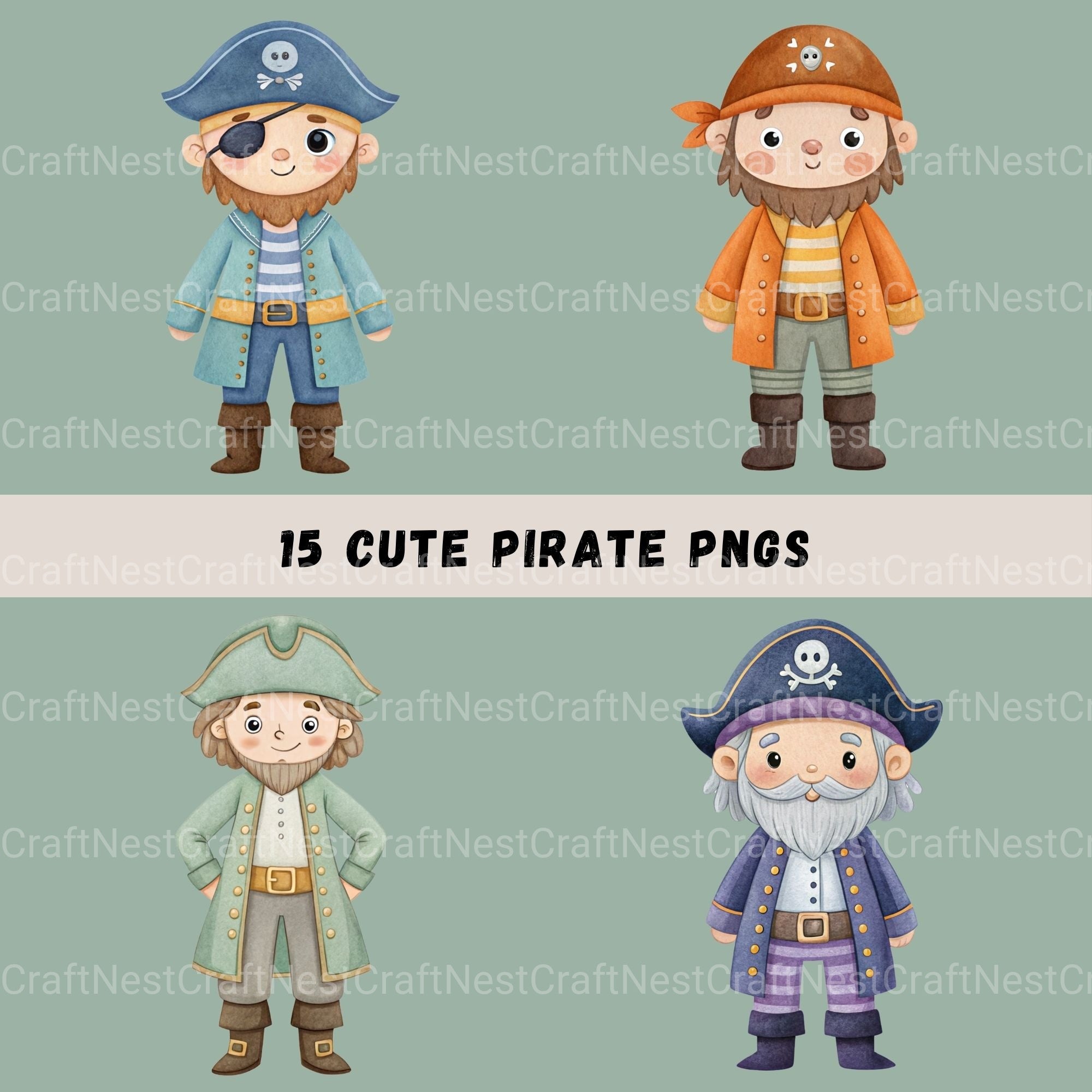 Pirates Little Boys Clipart Bundle - CraftNest - Digital Crafting and Art