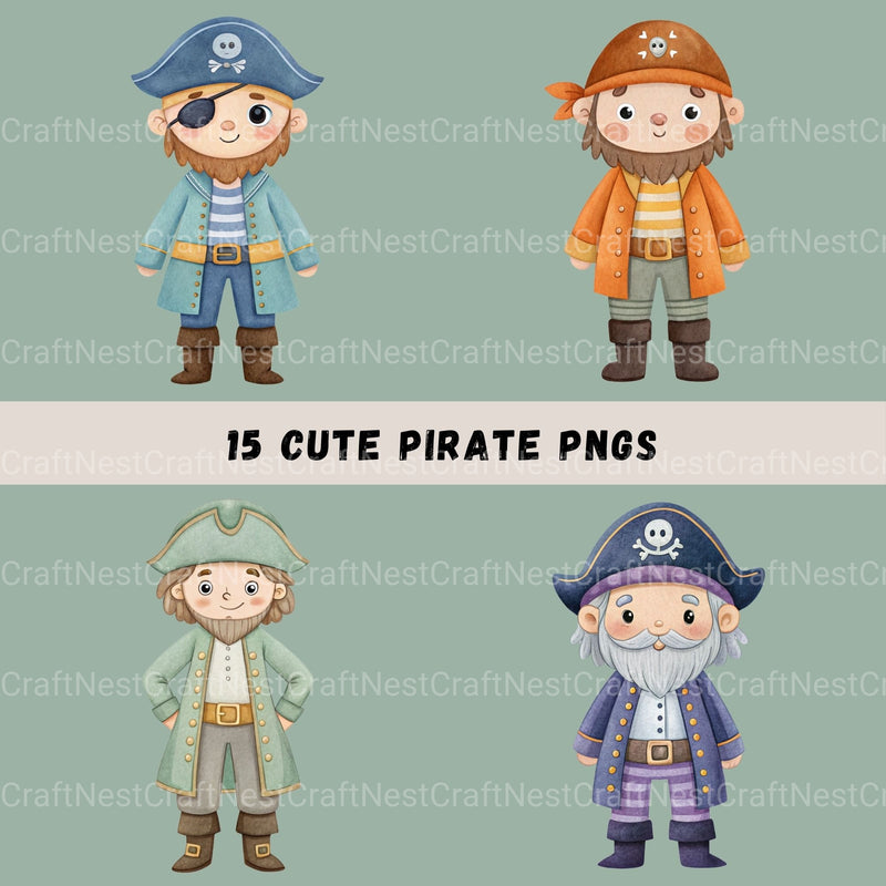 Pirates Little Boys Clipart Bundle - CraftNest - Digital Crafting and Art