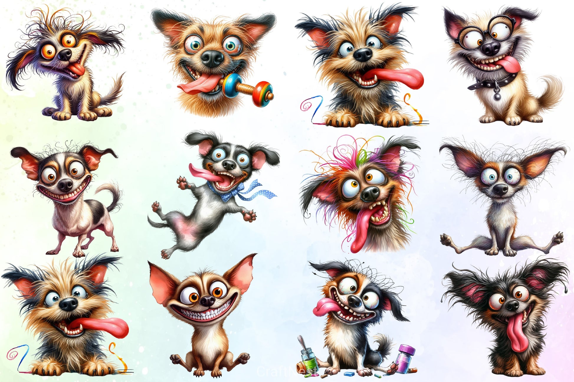 Funny Crazy Dog Clipart Bundle - CraftNest - Digital Crafting and Art